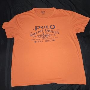 Polo Ralph Lauren Men's Size Large Orange Short Sleeve Graphic Shirt